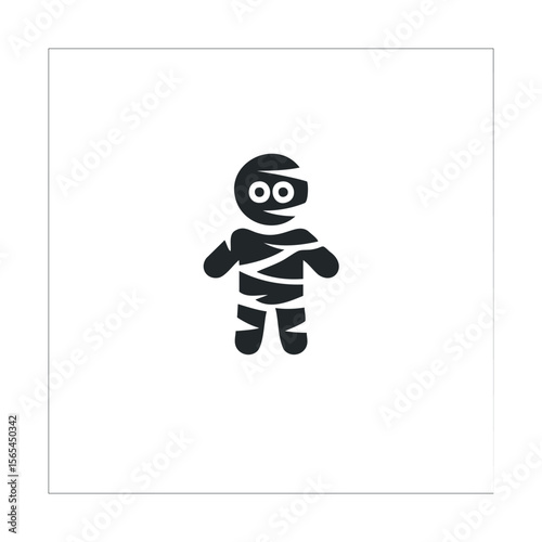 Black silhouette mummy icon on white background