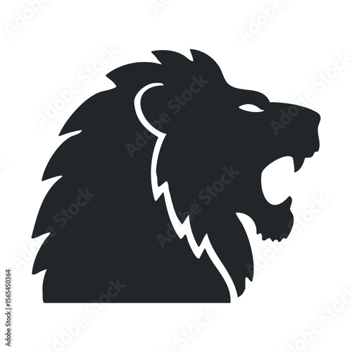 Silhouette of roaring lion head icon in profile view