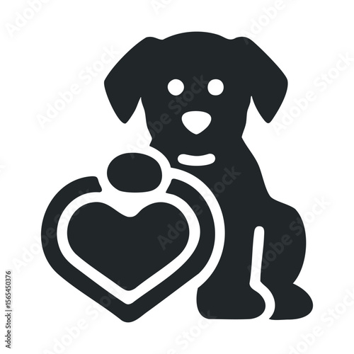 Adorable dog with heart icon: symbol of love and loyalty