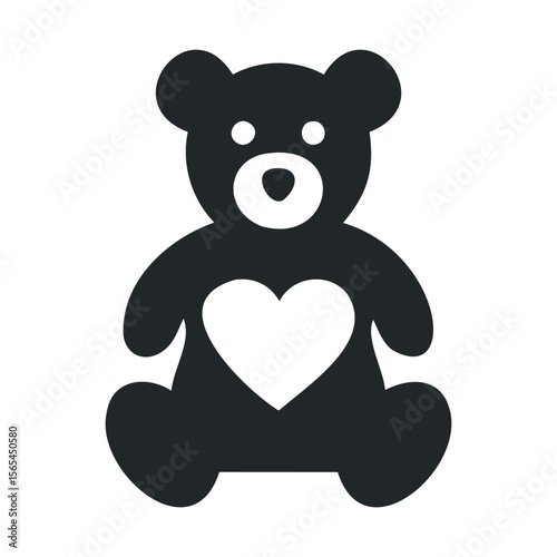 Cute black teddy bear with heart design