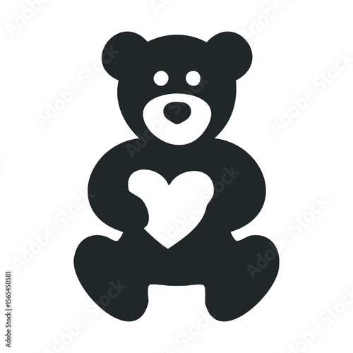 Black and white teddy bear with heart design