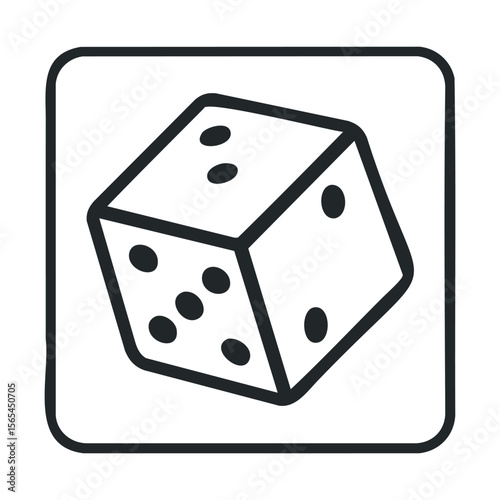 Simple black and white line drawing of a six-sided die