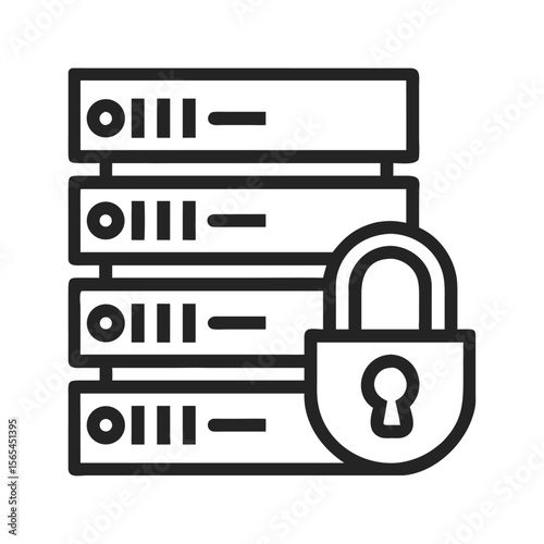 Secure padlock and key web access icon set for internet security a minimalist flat design illustration protected server security icon silhouette vector line art on white background