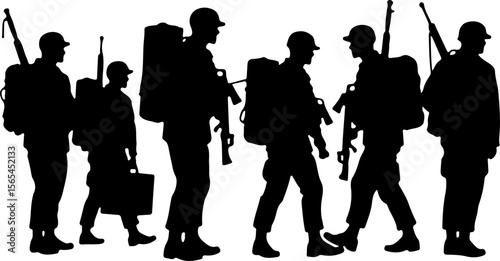 American soldiers, military, army, vector bundle