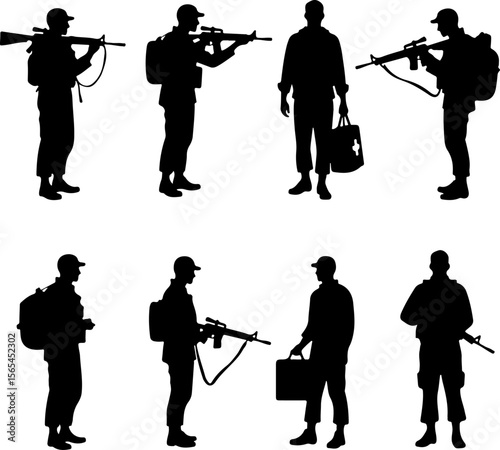 American soldiers, military, army, vector bundle