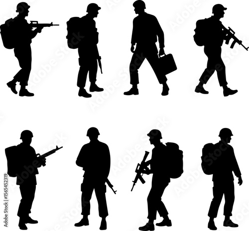 American soldiers, military, army, vector bundle