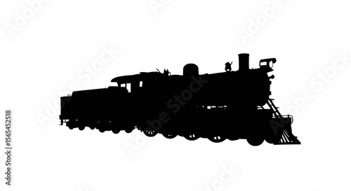 Train Engine Vector – Silhouette for Locomotive, Railway Transport, and Industrial Travel Concepts

