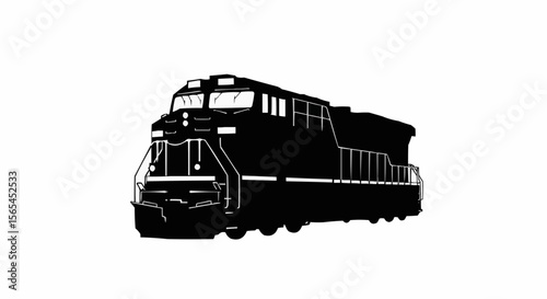 Train Engine Vector – Silhouette for Locomotive, Railway Transport, and Industrial Travel Concepts

