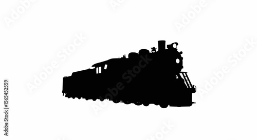 Train Engine Vector – Silhouette for Locomotive, Railway Transport, and Industrial Travel Concepts

