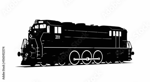 Train Engine Vector – Silhouette for Locomotive, Railway Transport, and Industrial Travel Concepts

