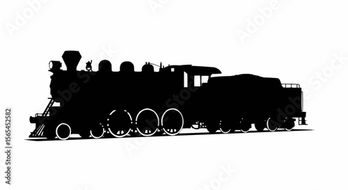 Train Engine Vector – Silhouette for Locomotive, Railway Transport, and Industrial Travel Concepts

