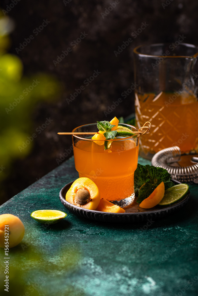 Fototapeta premium Fresh summer apricot healthy drink