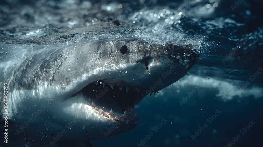 Naklejka premium Great White Shark Attack