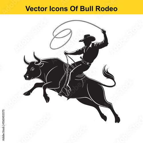 Bull Rodeo Showdown – Cowboy Riding a Bucking Bull in Action