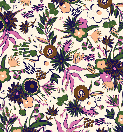  seamless watercolor pattern background. Leave vector illustration. Watercolor print in rustic vintage style, textile or wallpapers.
