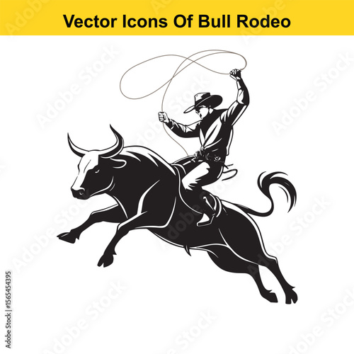 Bull Rodeo Showdown – Cowboy Riding a Bucking Bull in Action