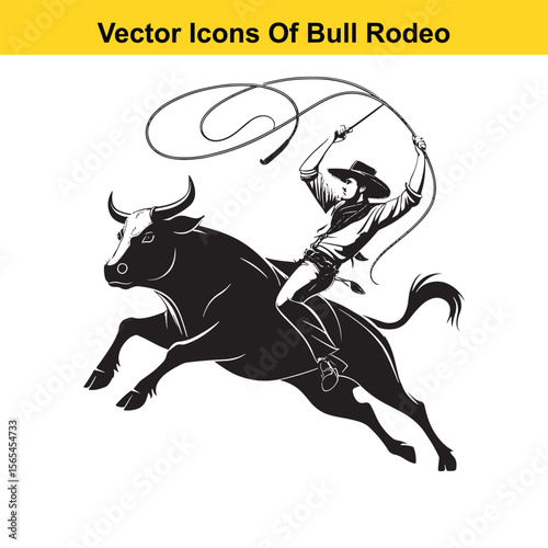 Bull Rodeo Showdown – Cowboy Riding a Bucking Bull in Action