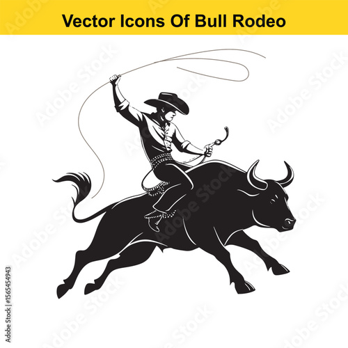 Bull Rodeo Showdown – Cowboy Riding a Bucking Bull in Action