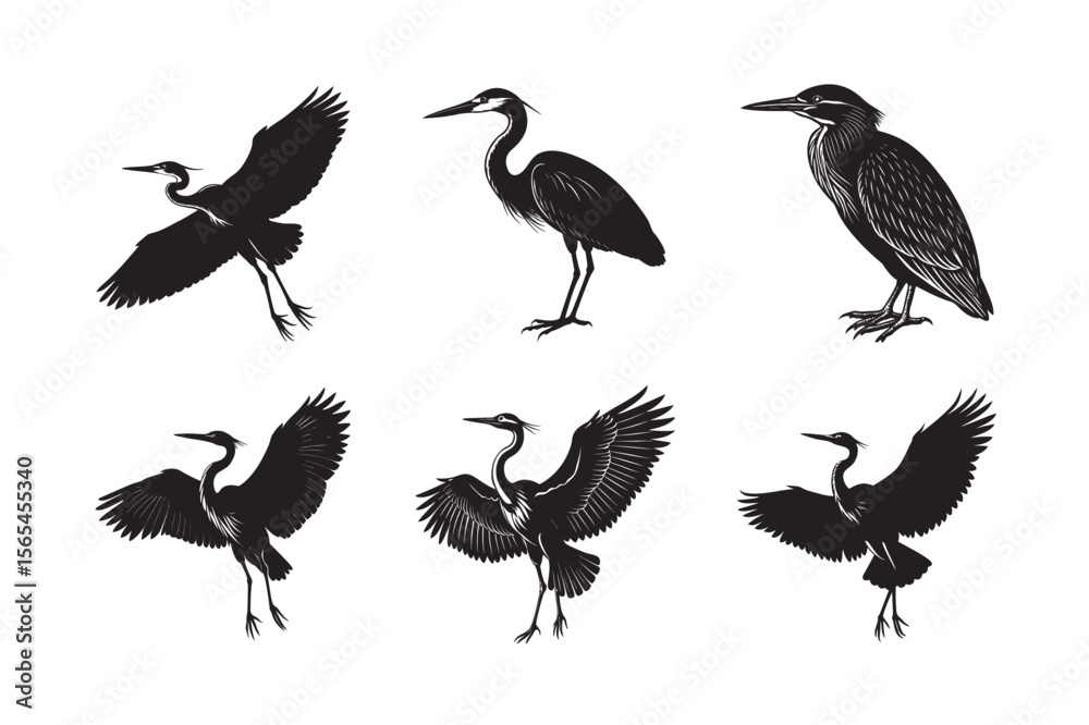 Naklejka premium silhouette abstract bird and bird wing shape design set bundle on the white background