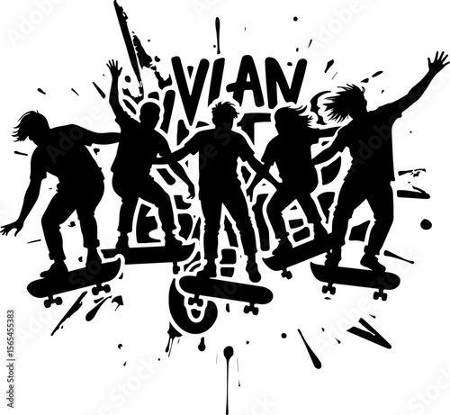  Skateboarders Walking Up Stairs Silhouette vector bundle