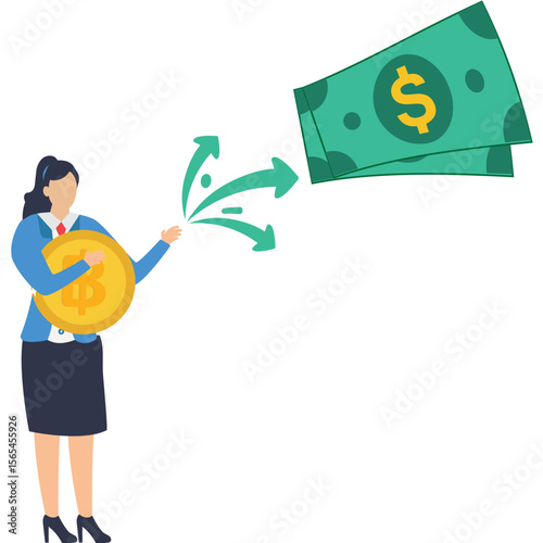 Digital Dunya  Bitcoin to Dollar Exchange Illustration