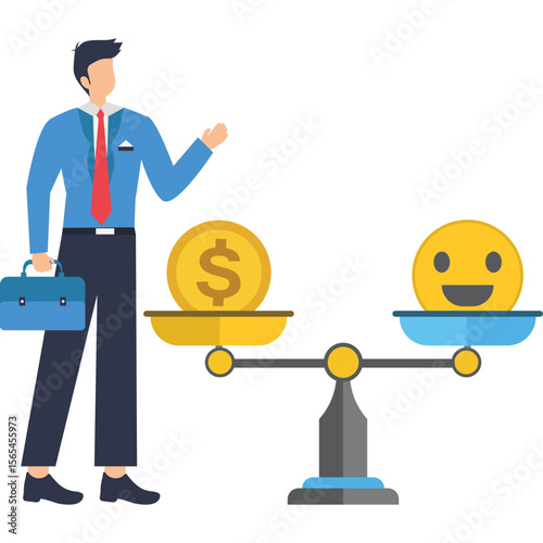 Balance Zindagi Mein Money vs Happiness Illustration