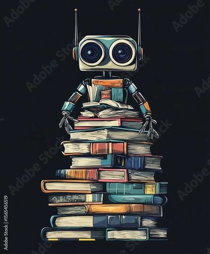 Colorful Stack of Books and Textbooks for Learning and Education in a Modern Library Setting