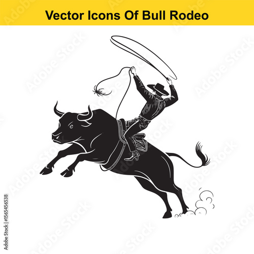 Bull Rodeo Showdown – Cowboy Riding a Bucking Bull in Action