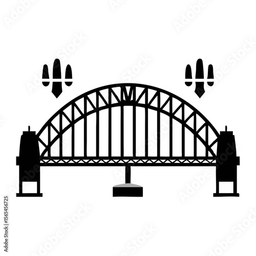 Sydney Harbour Bridge Silhouette – Iconic Australia Landmark Vector for Travel Design, Architecture Clipart, City Symbols, Tourism Logos & Urban Graphics

