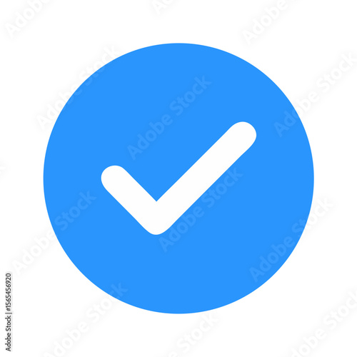 Blue Check Mark Icon – Verified Badge in Circular Shape, Flat Vector Symbol for Social Media, Apps, Confirmation UI, Success Status, and Web Design