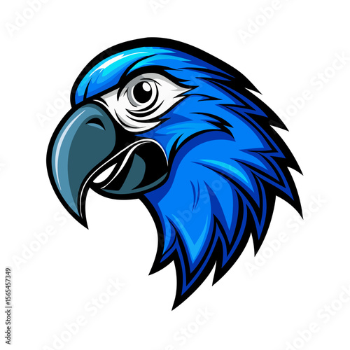 Blue Parrot Head Vector Illustration – Vibrant Tropical Bird Mascot with Bold Beak and Feathers, Perfect for Logos, Stickers, Branding, and Digital Art