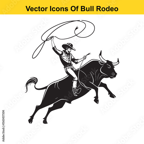 Bull Rodeo Showdown – Cowboy Riding a Bucking Bull in Action