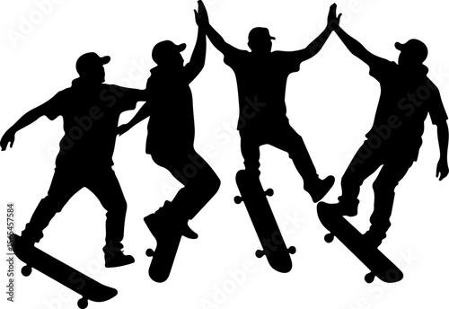 Skateboarders High Five Silhouette vector bundle