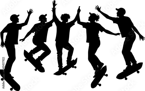 Skateboarders High Five Silhouette vector bundle