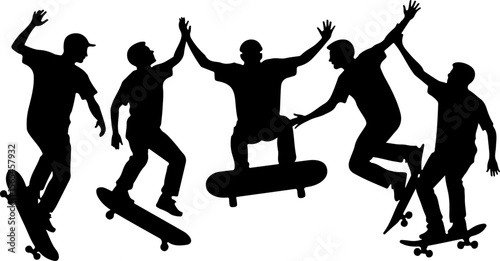 Skateboarders High Five Silhouette vector bundle