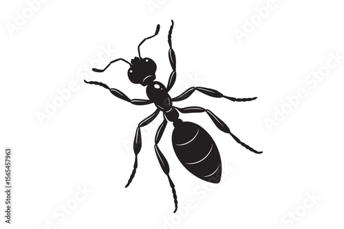 silhouette ant carrying food crumb bundle on the white 
 background