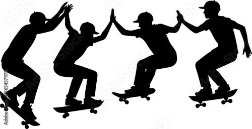 Skateboarders High Five Silhouette vector bundle