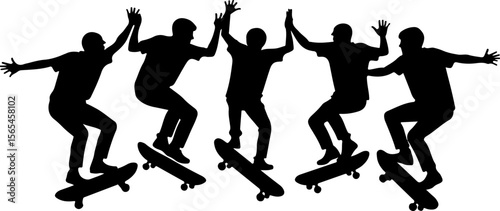 Skateboarders High Five Silhouette vector bundle