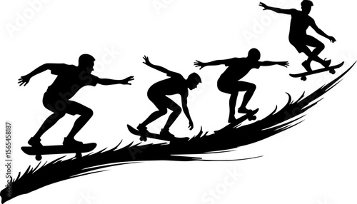 Skateboarders High Five Silhouette vector bundle