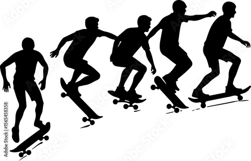 Skateboarders High Five Silhouette vector bundle