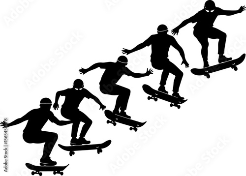 Skateboarders High Five Silhouette vector bundle