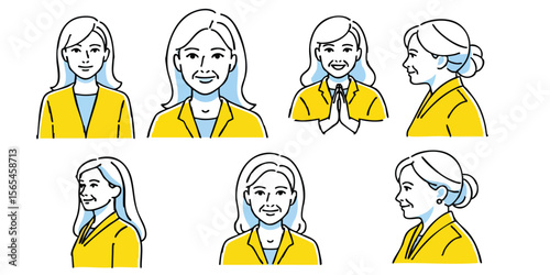 ollection of flat design women with different gestures and profiles