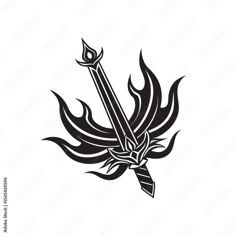 Obraz premium silhouette broken sword bundle on the white background