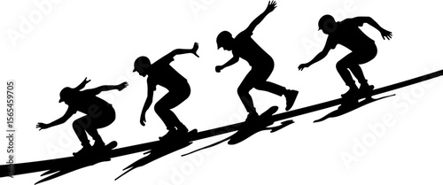 Skateboarders High Five Silhouette vector bundle