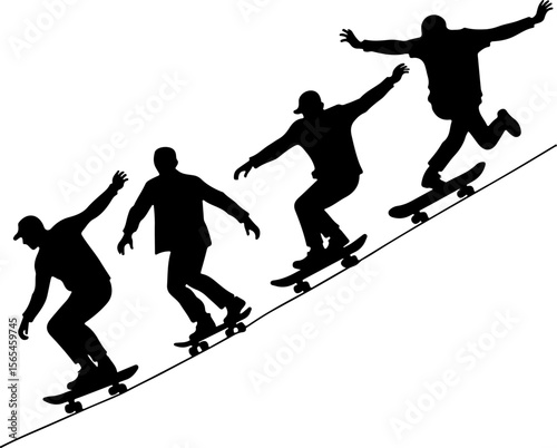 Skateboarders High Five Silhouette vector bundle