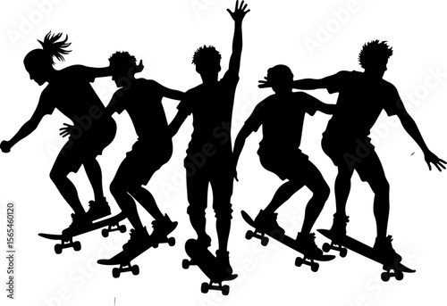 Skateboarders High Five Silhouette vector bundle