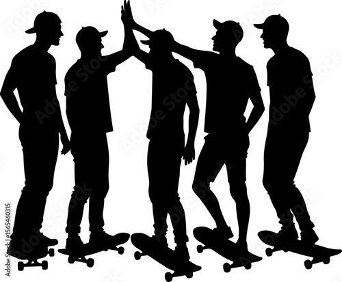 Skateboarders High Five Silhouette vector bundle