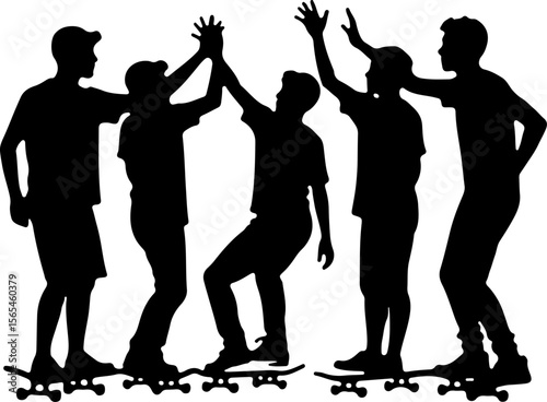 Skateboarders High Five Silhouette vector bundle