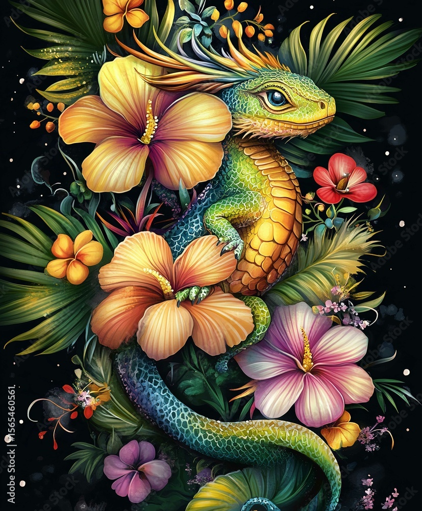 Obraz premium Colorful Floral Vector Illustration for Spring and Summer Design Elements