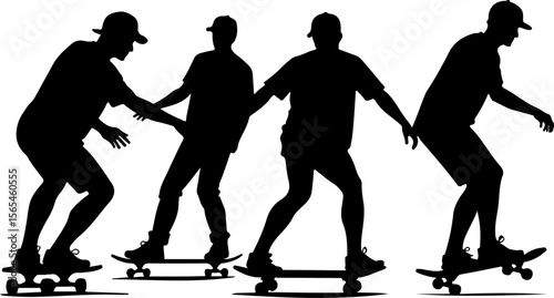 Skateboarders High Five Silhouette vector bundle